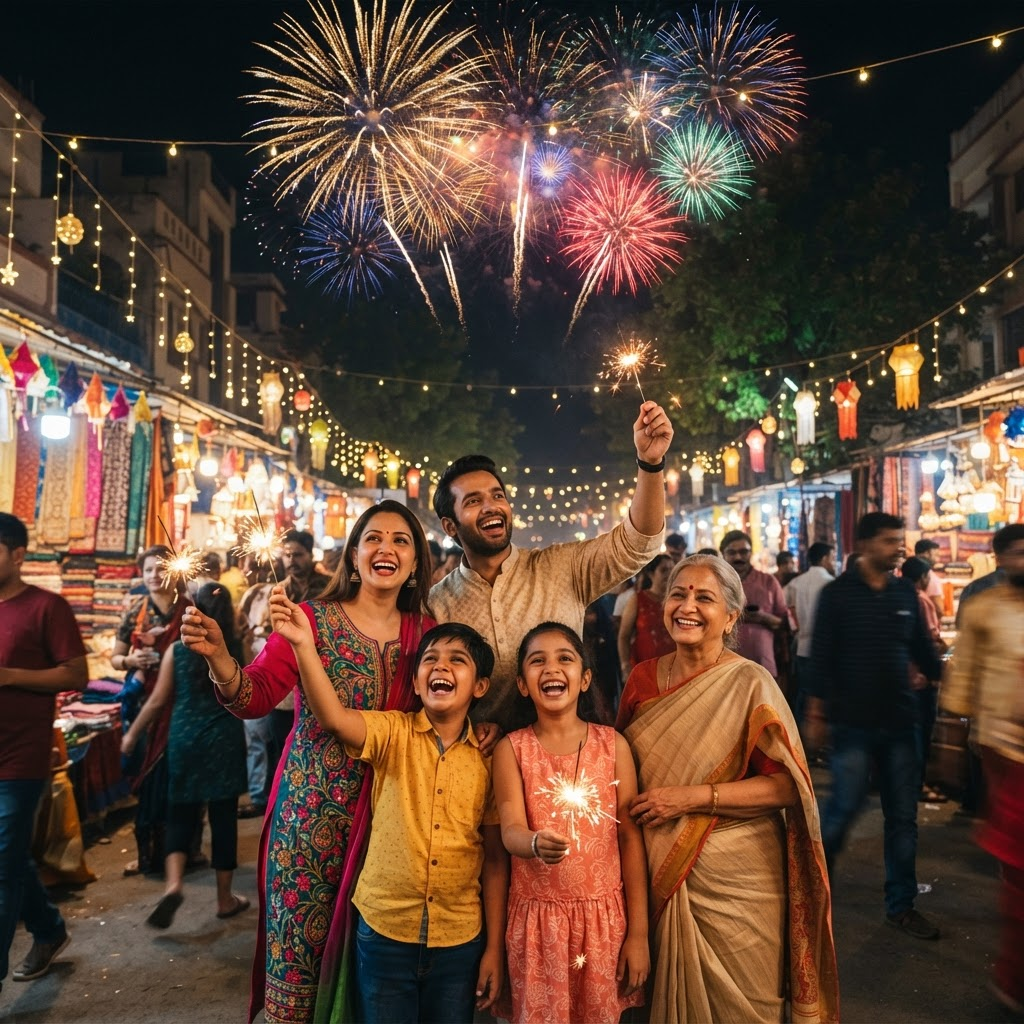 Family and friends enjoying a festive evening